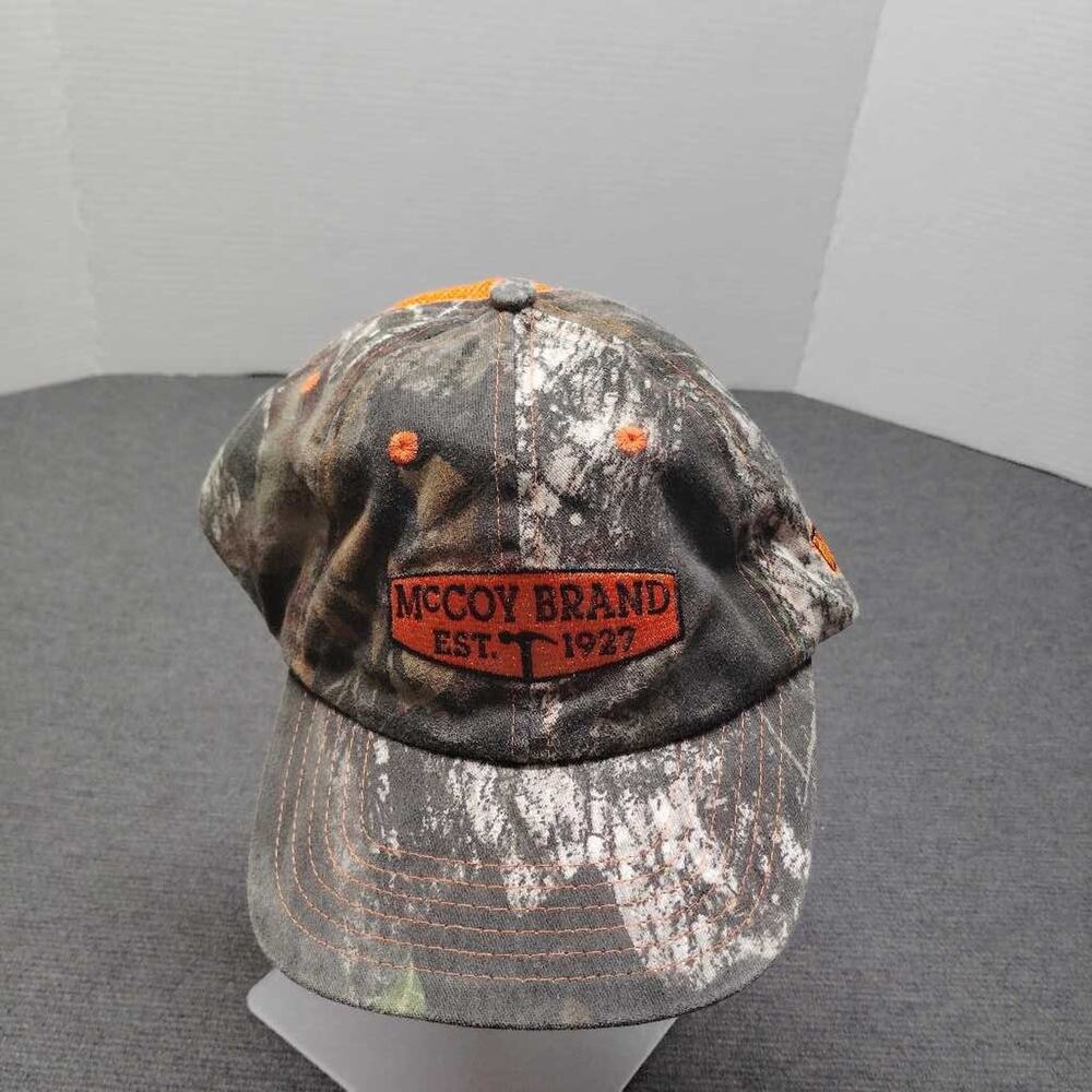 McCoy Brand Est 1927 Camo Trucker Hat Orange Mesh Snapback OSFM